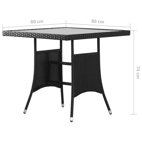Schwarzer Gartentisch Candiana 80x80x74cm (Polyrattan)