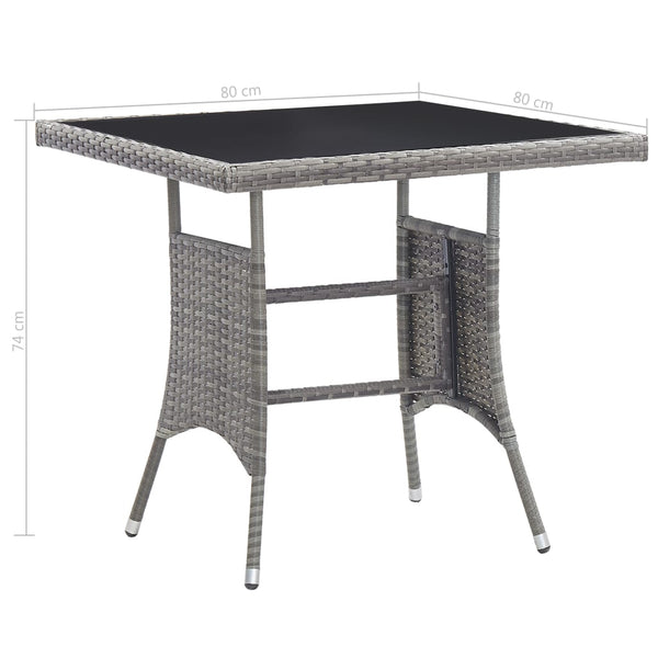 Grauer Gartentisch Fridolin 80x80x74cm (Polyrattan)