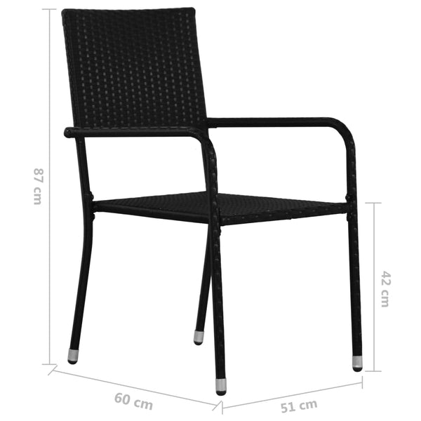Schwarze Outdoor-Esszimmerstühle Barb (2 Stück stapelbares Polyrattan)