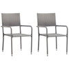 Graue Barb Outdoor-Esszimmerstühle (2er Set stapelbar, Polyrattan)