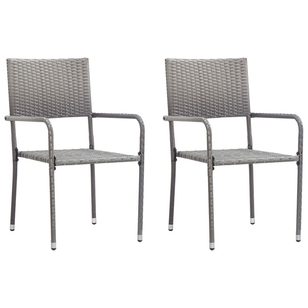 Graue Barb Outdoor-Esszimmerstühle (2er Set stapelbar, Polyrattan)