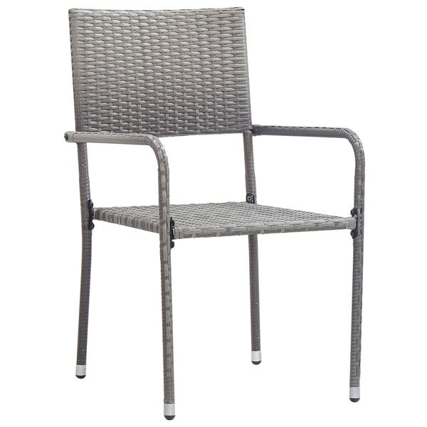 Graue Barb Outdoor-Esszimmerstühle (2er Set stapelbar, Polyrattan)