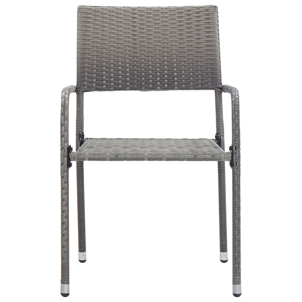 Graue Barb Outdoor-Esszimmerstühle (2er Set stapelbar, Polyrattan)