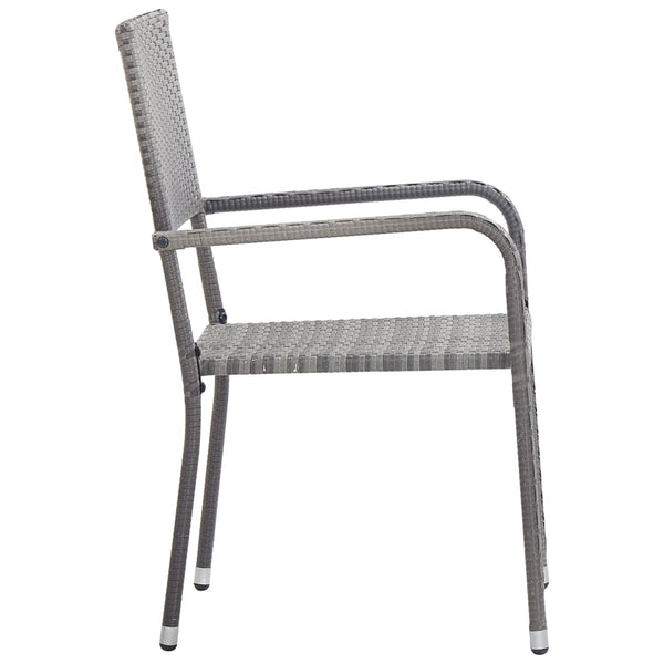 Graue Barb Outdoor-Esszimmerstühle (2er Set stapelbar, Polyrattan)