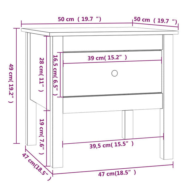 Harmaa sivupöytä Gevisan 50x50x49cm (mänty)