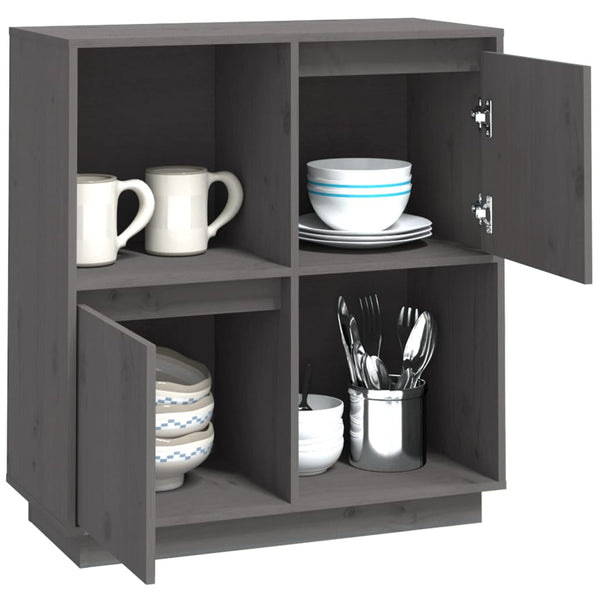 Graues Sideboard Gaftonic 74x35x80cm (Kiefer)