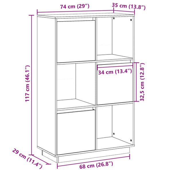 Schwarzer Schrank Toto 74x35x117cm (Kiefer)