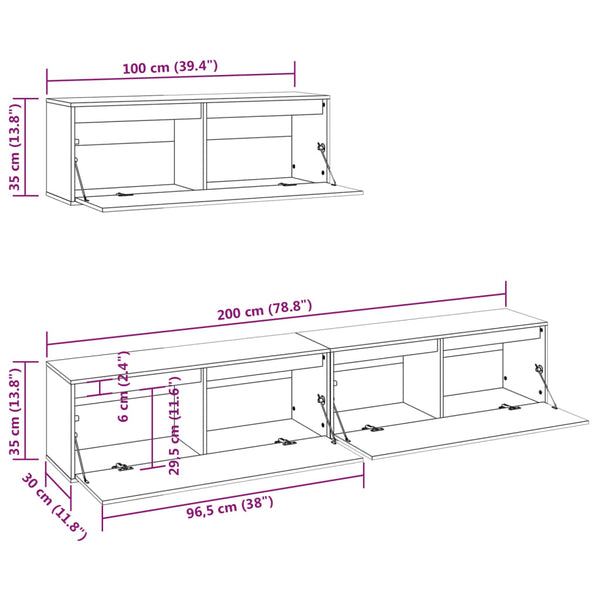 TV-Lowboards Narcizia (3 Stk. Kiefer)