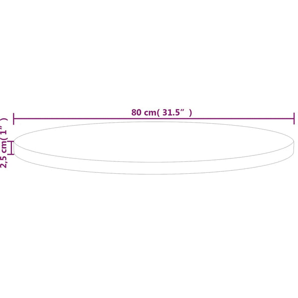 Unbehandelte runde Tischplatte Xantos Ø80x2,5cm (Eiche)