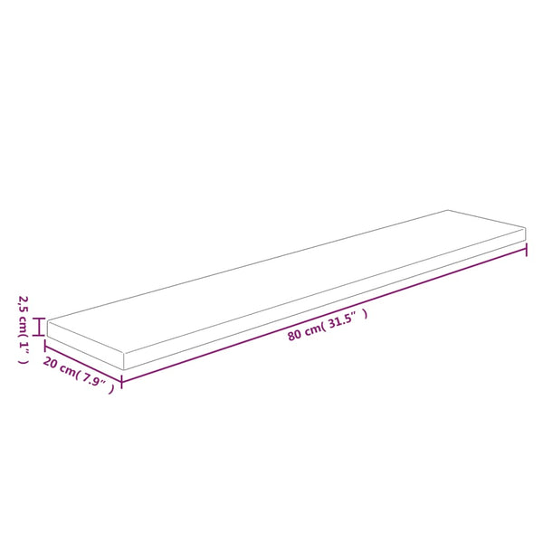 Unbehandeltes Regalbrett Mardane 80x20x2,5cm (Eiche)