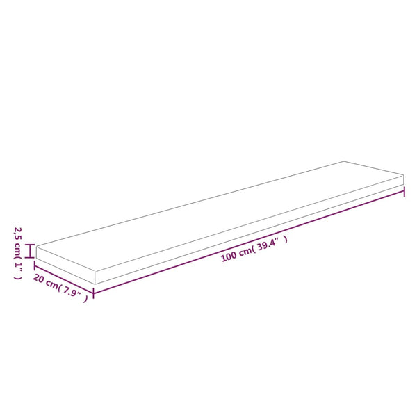 Unbehandeltes Regalbrett Mardane 100x20x2,5cm (Eiche)