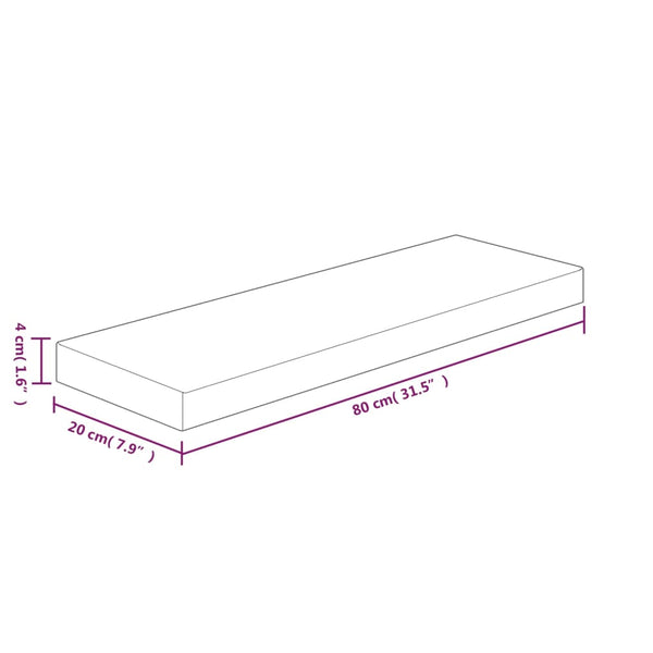 Unbehandeltes Regalbrett Mardane 80x20x4cm (Eiche)