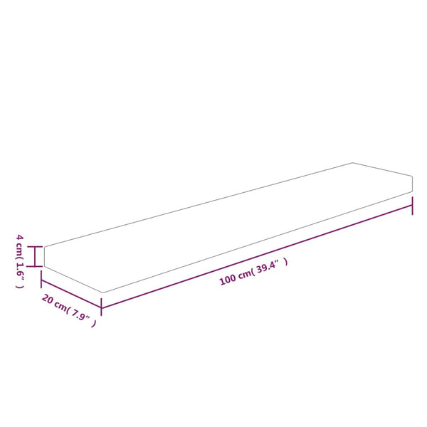 Unbehandeltes Regalbrett Mardane 100x20x4cm (Eiche)