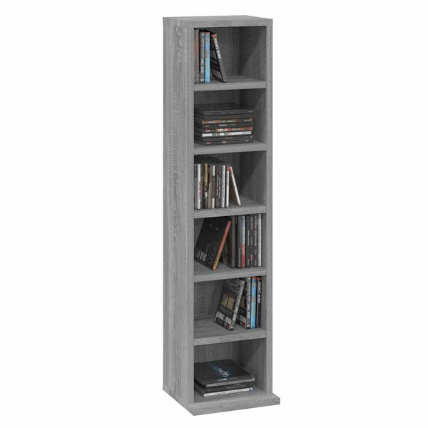 Graues CD-Regal Valyana 21x20x88cm (Holz)