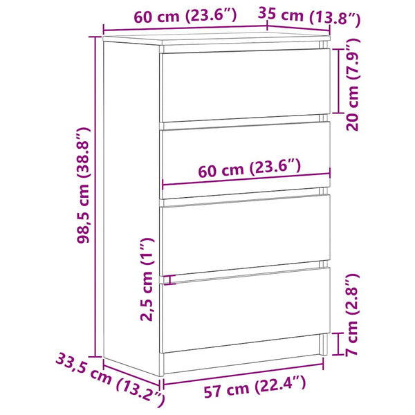 Savutammi Kommode Nance 60x35x98,5cm (Holz)