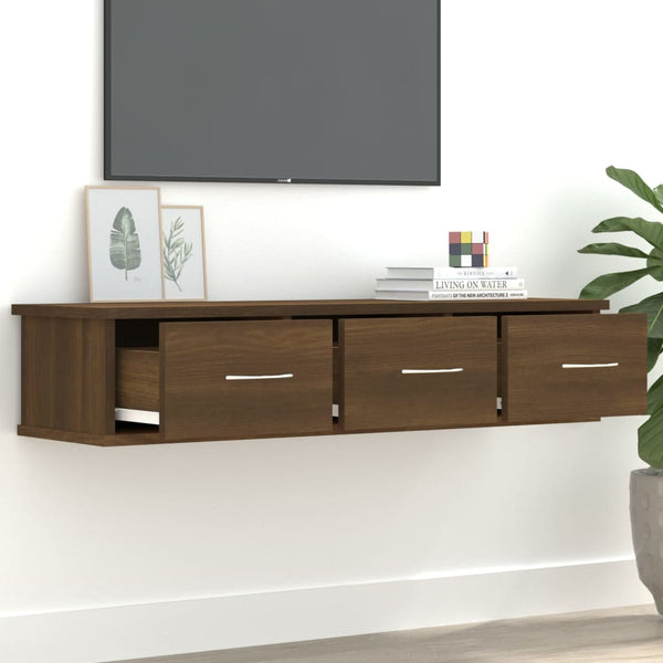 Brauner Eichenholz-TV-Wandschrank Selvia 88x26x18,5cm (Holz)