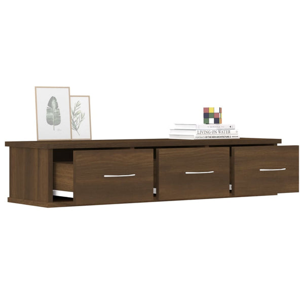 Brauner Eichenholz-TV-Wandschrank Selvia 88x26x18,5cm (Holz)