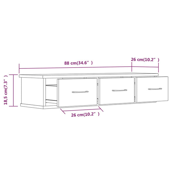 Brauner Eichenholz-TV-Wandschrank Selvia 88x26x18,5cm (Holz)