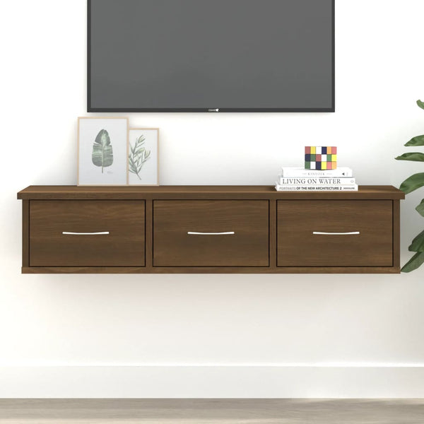 Brauner Eichenholz-TV-Wandschrank Selvia 88x26x18,5cm (Holz)