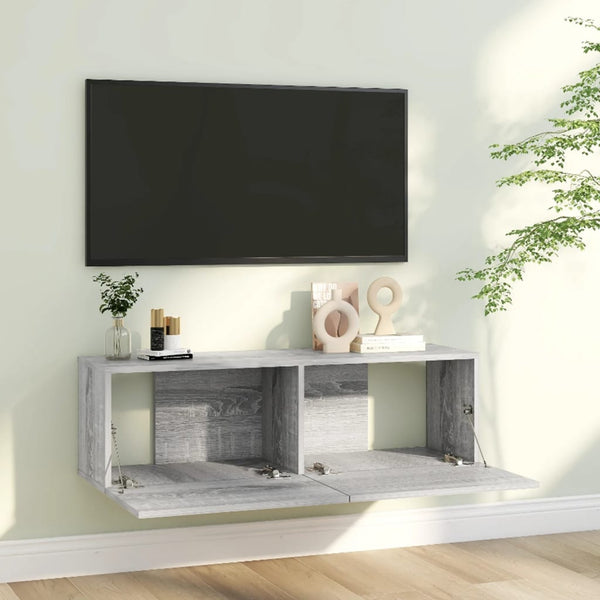 Grauer TV-Wandschrank Jayde 100x30x30cm (Holz)
