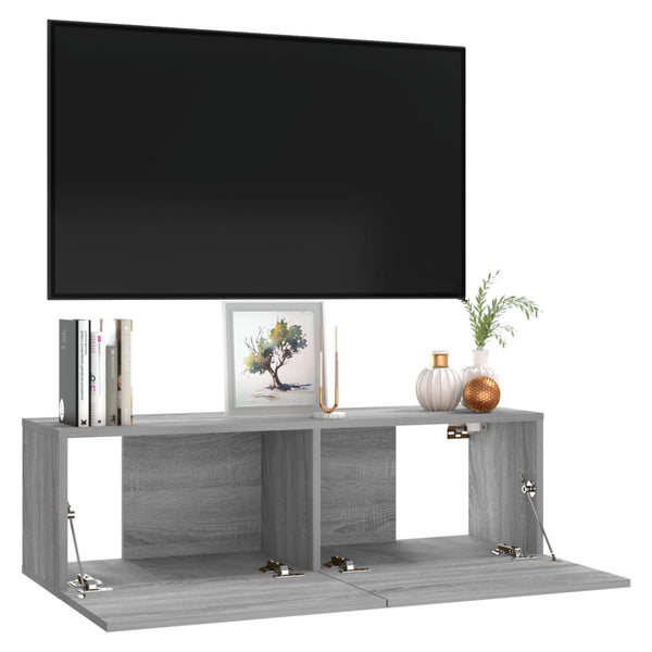 Grauer TV-Wandschrank Jayde 100x30x30cm (Holz)