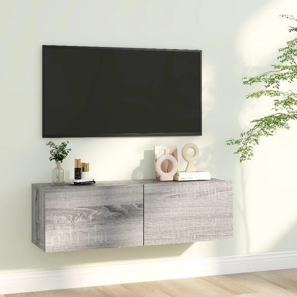 Grauer TV-Wandschrank Jayde 100x30x30cm (Holz)