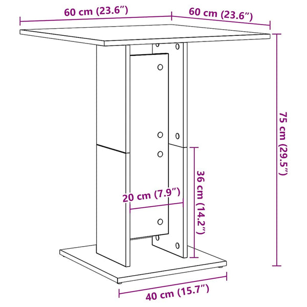 Grauer Bistrotisch Panahi 60x60x75cm (Holz)