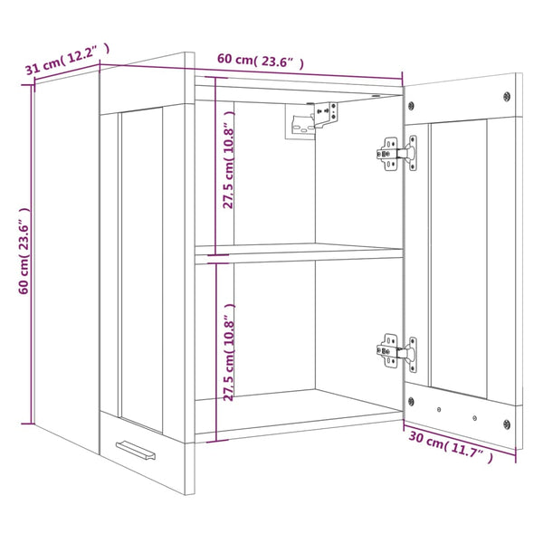 Grauer Hängeschrank Pompilas 60x31x60cm (Holz)