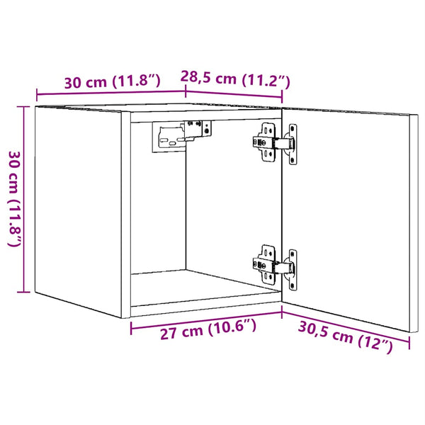 Grauer wandmontierter TV-Schrank Elivia 30,5x30x30cm (Sonoma)