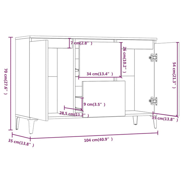 Graues Sideboard Theophrastus 104x35x70cm (Holz)
