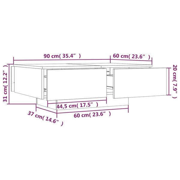 Grauer Couchtisch Eleganta 90x60x31cm (Holz)