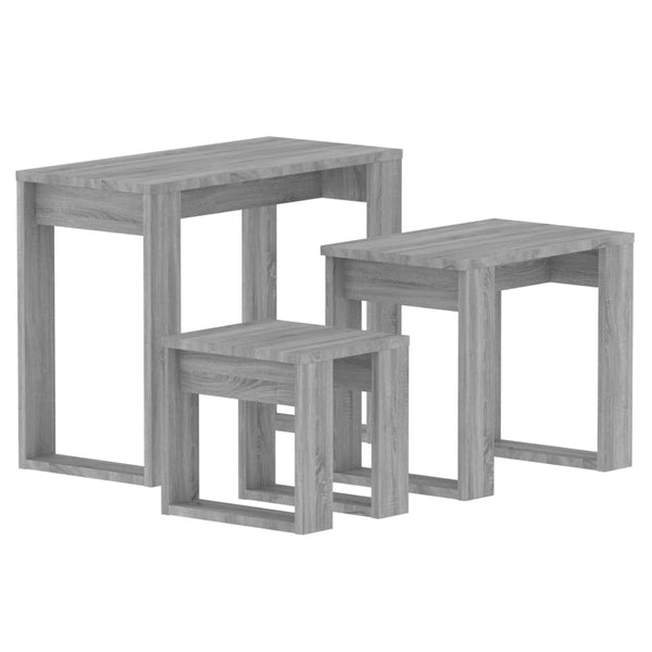 Graue Beistelltische Cozana 3 St. (Sonoma Holz)