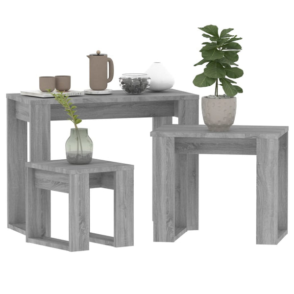 Graue Beistelltische Cozana 3 St. (Sonoma Holz)