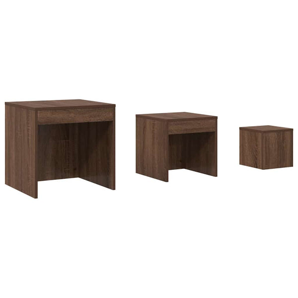 Braune Satztische Mackenzie 3-tlg. (Eiche Holz)