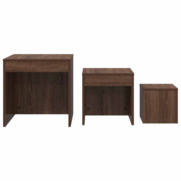 Braune Satztische Mackenzie 3-tlg. (Eiche Holz)