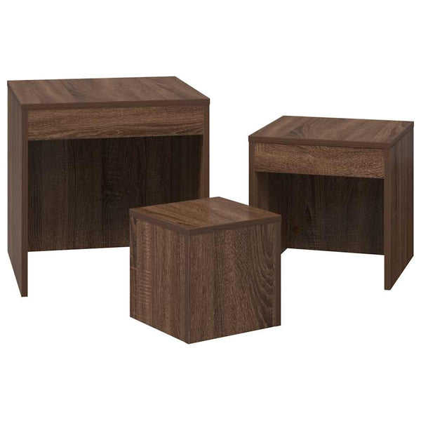 Braune Satztische Mackenzie 3-tlg. (Eiche Holz)
