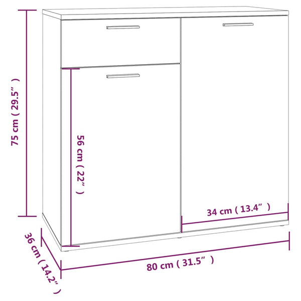 Graue Kommode Bayko 80x36x75cm (Holz)