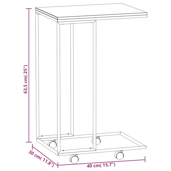 Thoader Beistelltisch schwarz, auf Rollen, 40x30x63,5 cm (Holz)