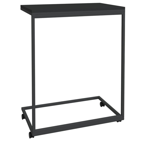 Schwarzer Beistelltisch auf Rollen Thoader 55x35x70cm (Holz)