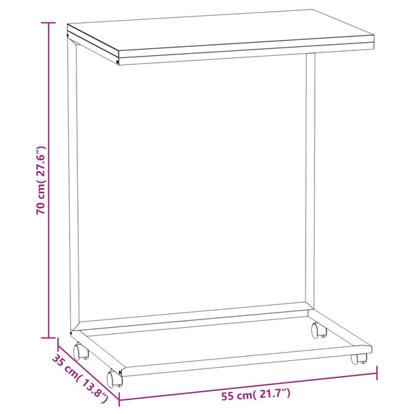 Schwarzer Beistelltisch auf Rollen Thoader 55x35x70cm (Holz)