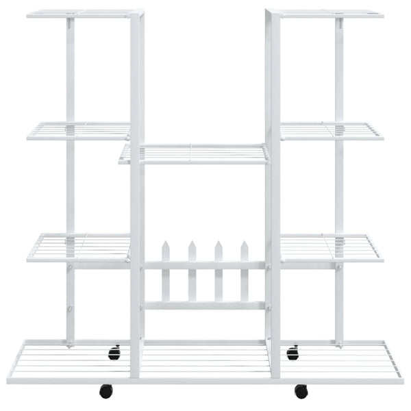 Weißer Blumenständer auf Rollen Secan 94,5x24,5x91,5cm (Eisen)