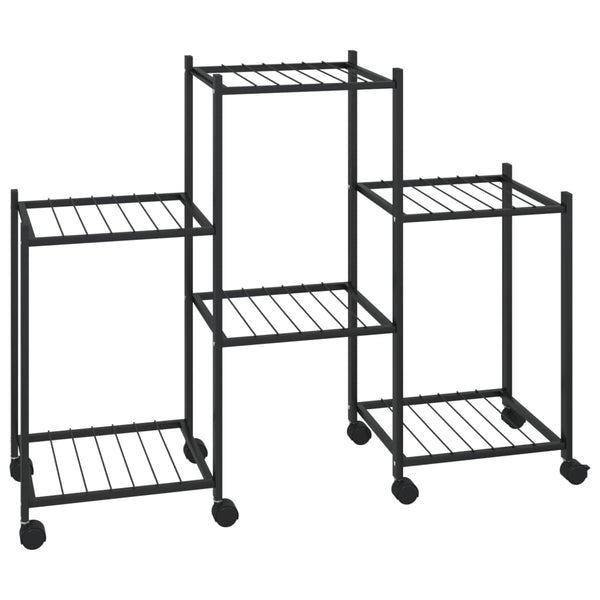 Schwarzer Blumenständer auf Rollen Hevronia 83x25x63,5 cm (Eisen)
