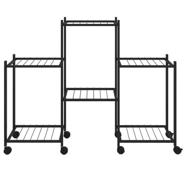 Schwarzer Blumenständer auf Rollen Hevronia 83x25x63,5 cm (Eisen)