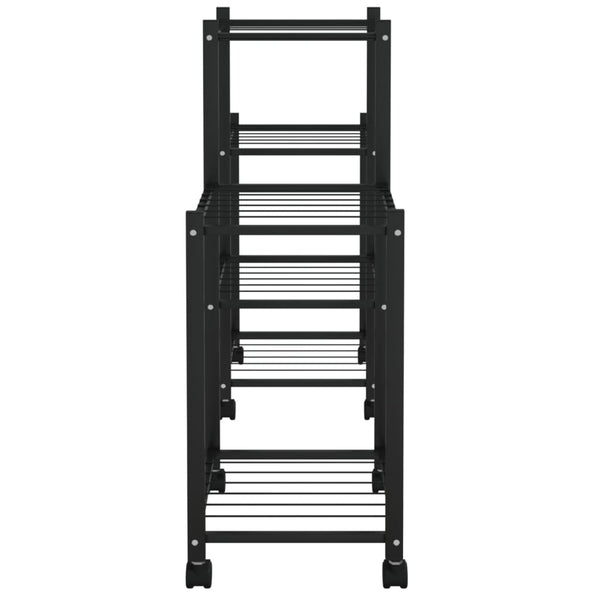 Schwarzer Blumenständer auf Rollen Hevronia 83x25x63,5 cm (Eisen)