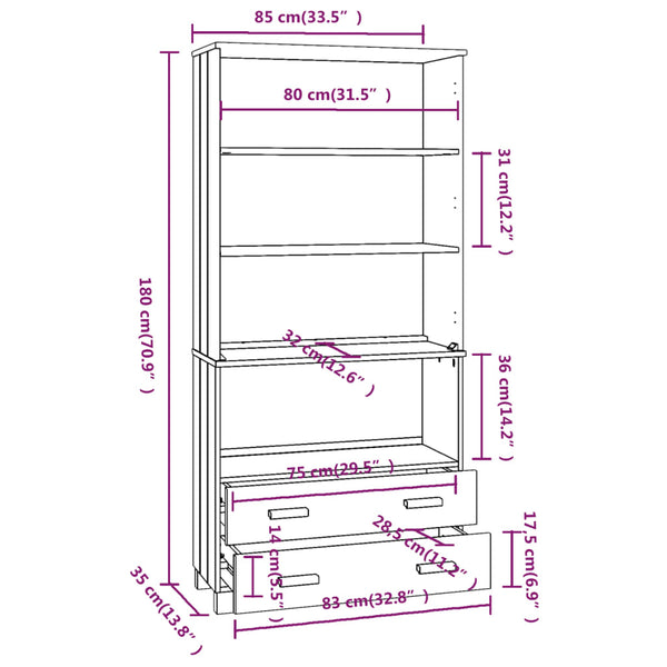 Hellgrauer Schrank Hamar Hampartun (Kiefer)