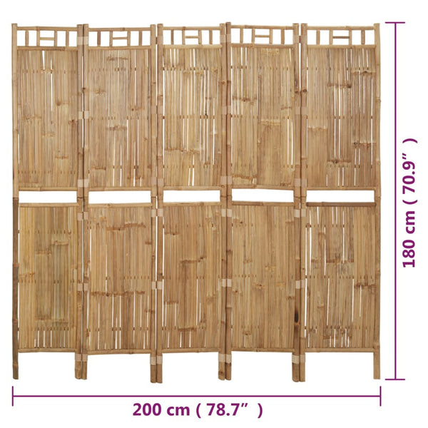 Tilanjakaja bambu Marciana 200x180cm (5-paneelinen)