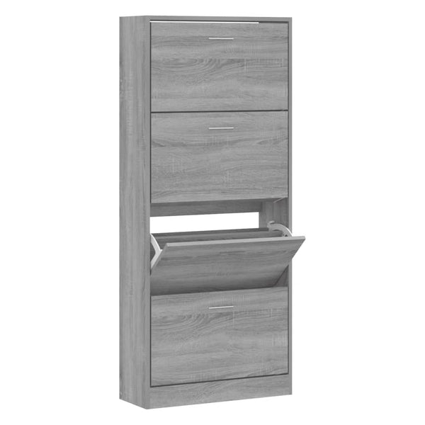 Grauer Schuhschrank Ernesta 63x24x147cm (Holz)