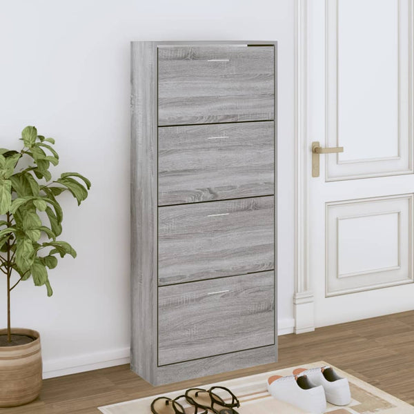 Grauer Schuhschrank Ernesta 63x24x147cm (Holz)