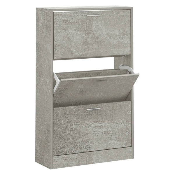 Schuhschrank Ernesta 63x24x103 cm (Holz), betongrau