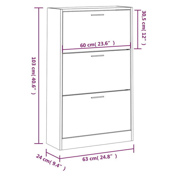 Schuhschrank Ernesta 63x24x103 cm (Holz), betongrau